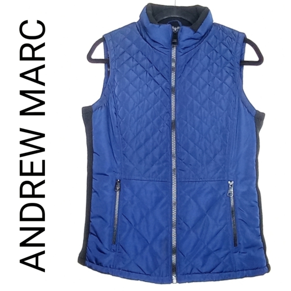 Andrew Marc Women's Navy Quilted Vest